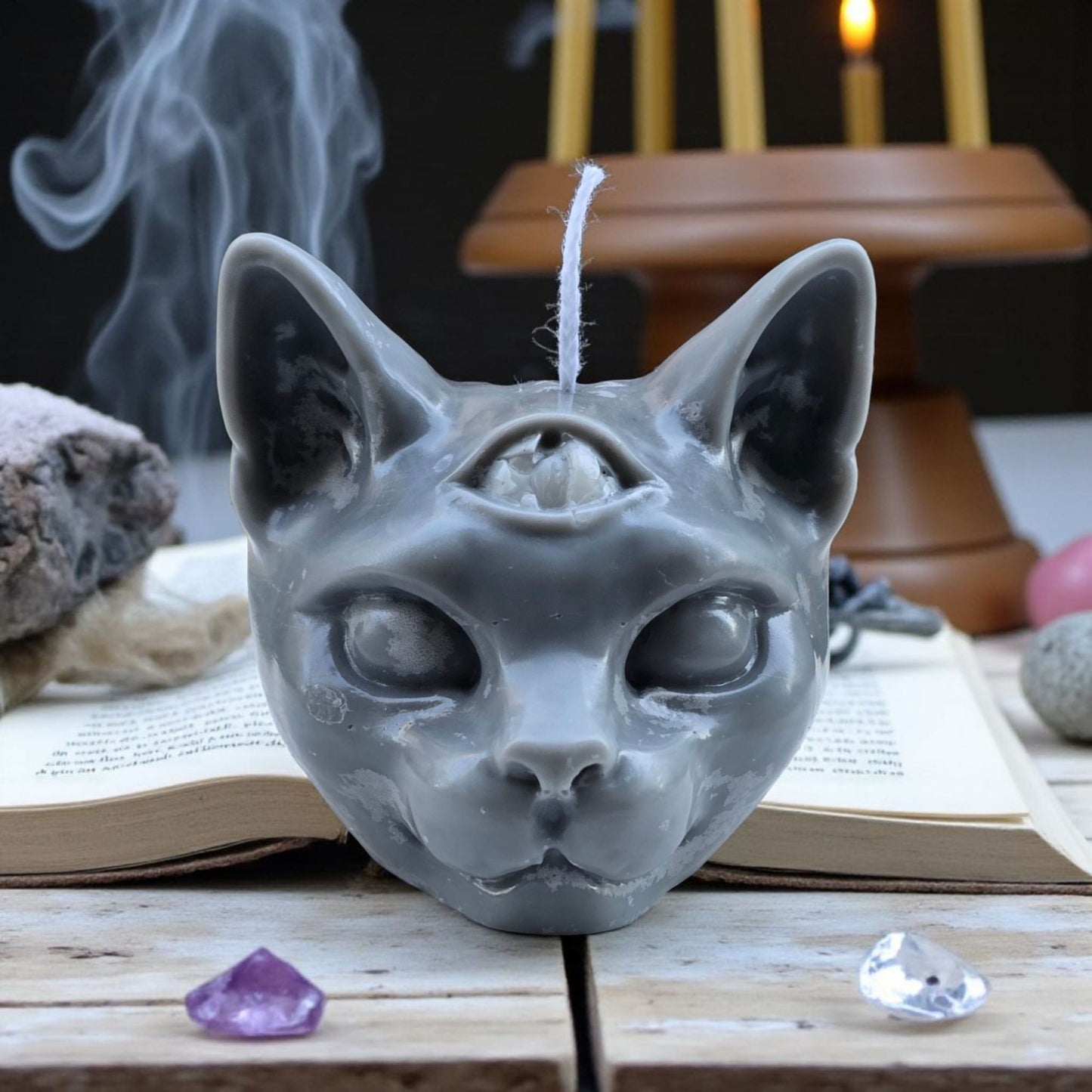 Handmade ✦ Sphynx Cat Candle ✦ Third Eye Coconut Cream Pie Chocolate Chip