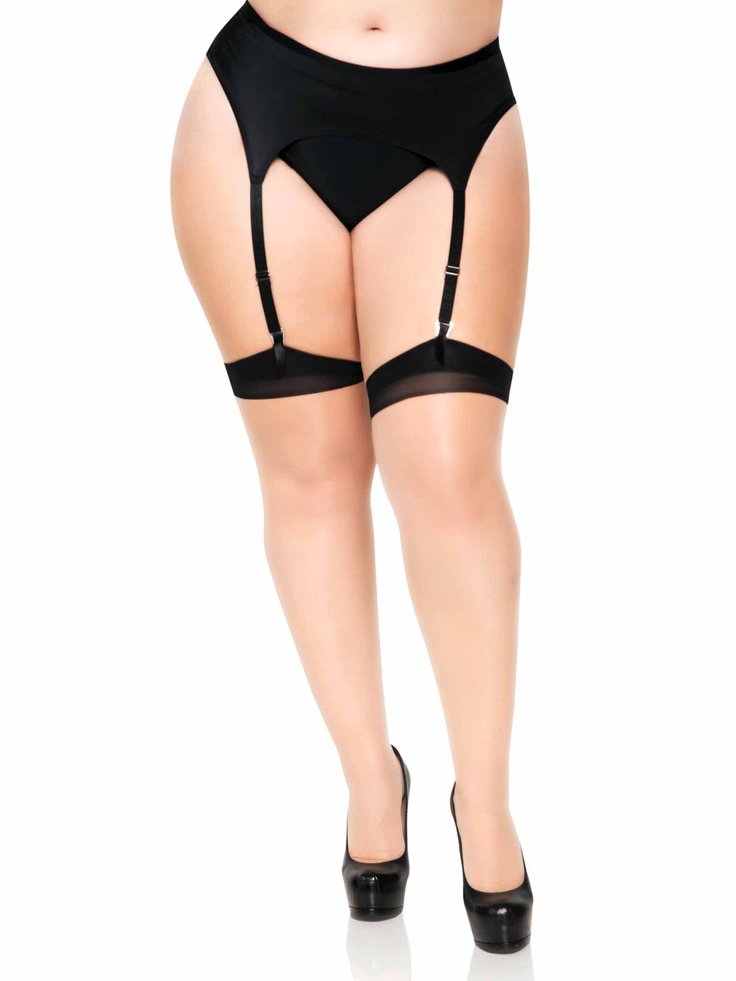 Plus Grace Cuban Contrast Heel Stockings -  - Thigh High Stockings