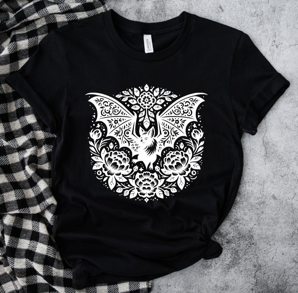 Folk Bat T-Shirt Pullover Hoodie Tank Top Long Sleeve - Gothic Bat Apparel - Alternative Fashion