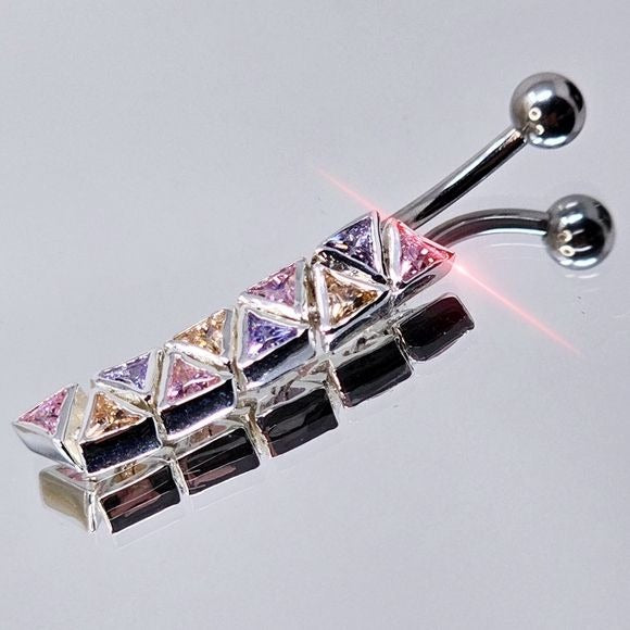 Body Jewelry |  Australian Crystal 925 Dangle Navel Ring - Painful Pleasures - Body Jewelry