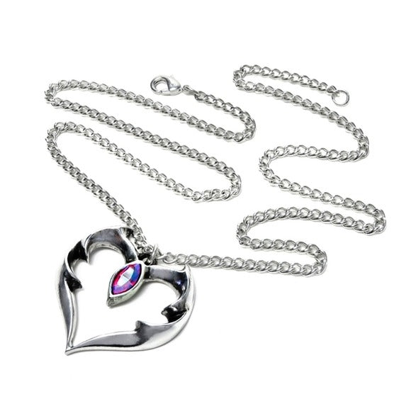 Batheart Pendant | Fine English Pewter Swarovski Crystal 21" - Alchemy Gothic - Necklaces