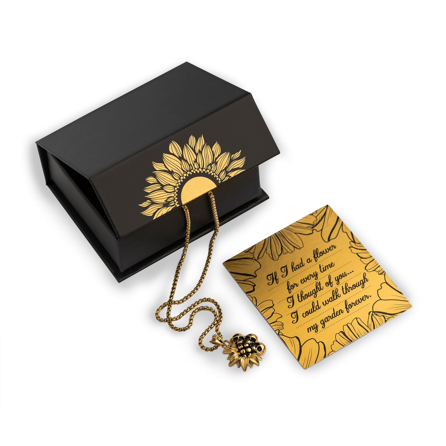 Sunflower Gold Skull Necklace -  - Necklaces
