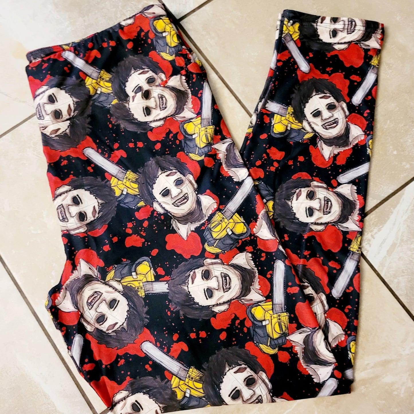 Bloody Leatherface (Semi-Exclusive) - High-quality Handcrafted Vibrant Leggings -  - Leggings