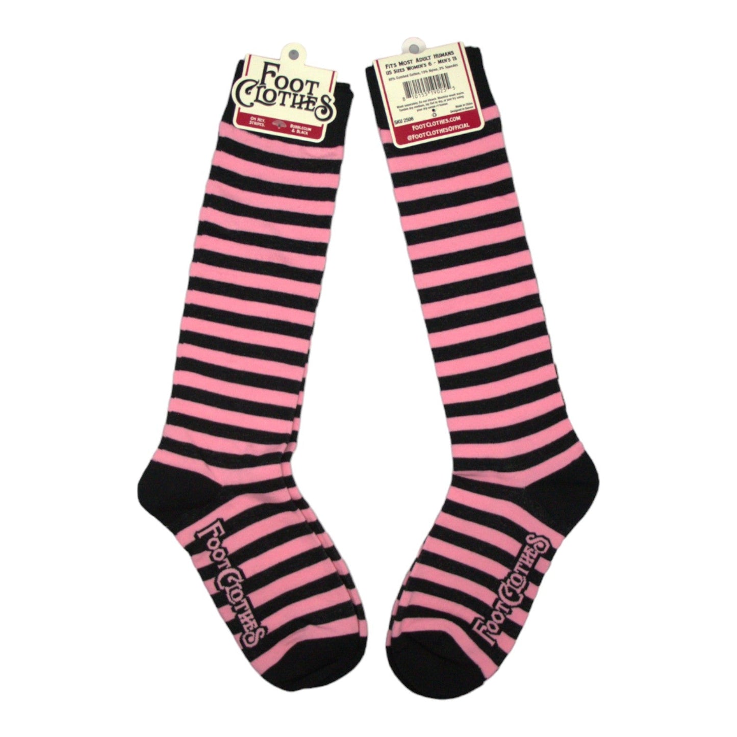 Bubblegum and Black Stripes Knee High Socks - - Socks