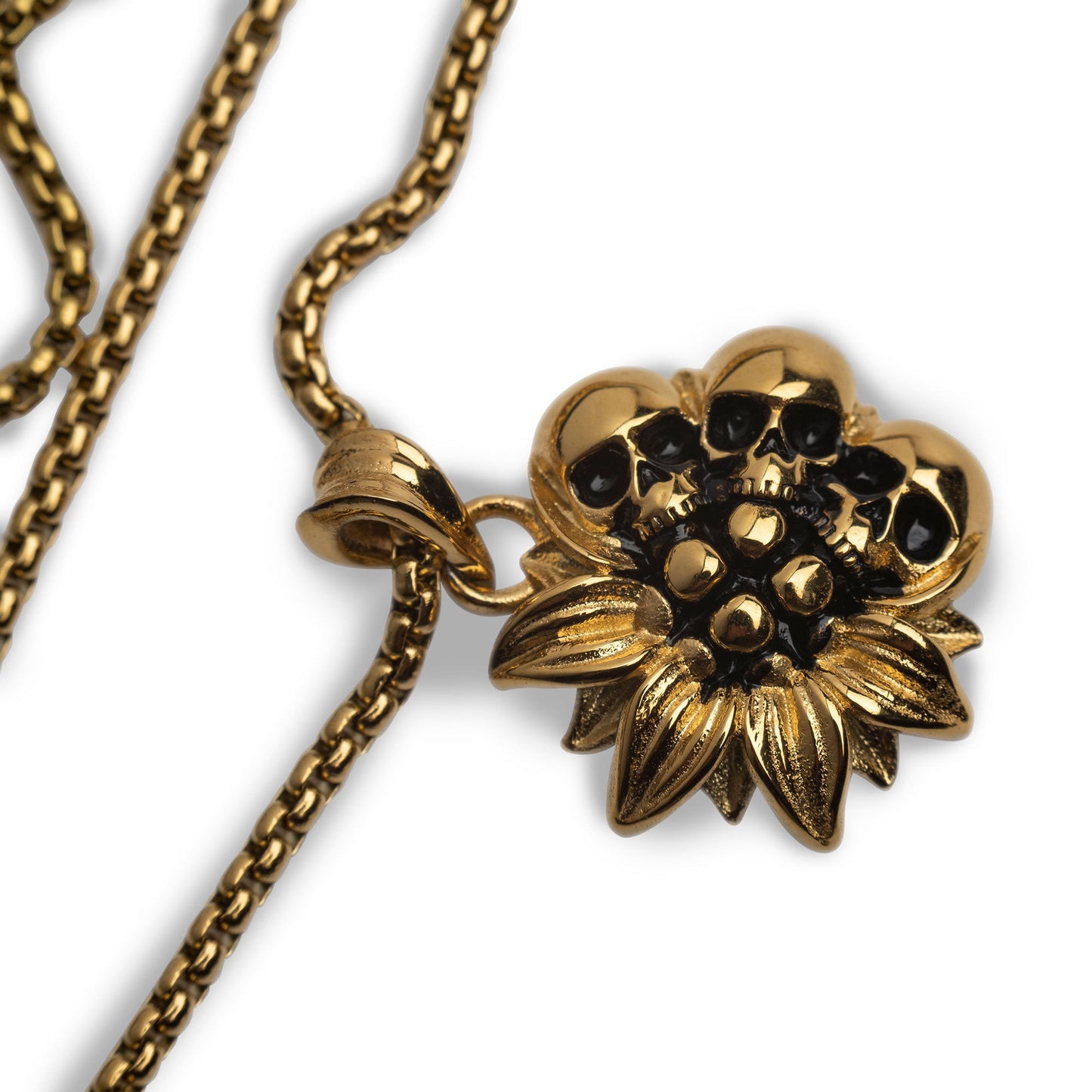 Sunflower Gold Skull Necklace -  - Necklaces