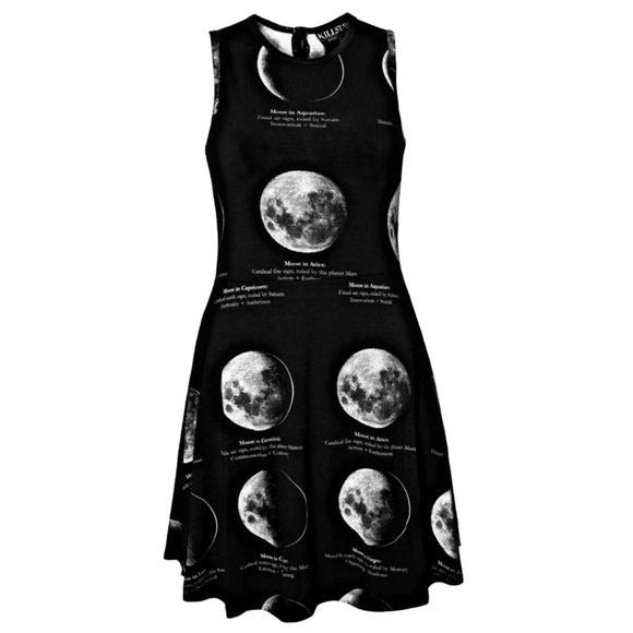Crazy Party Dress | Crazy for the Moon | Lunar Skater Gothic Black Dress - Killstar - Dresses