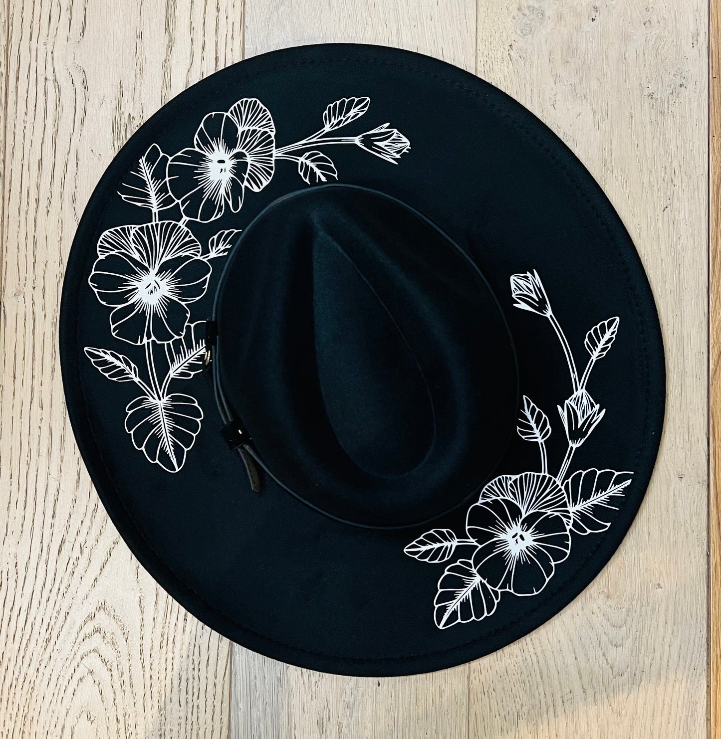 Vegan Felt Hat - XL Brim - Pansies - -