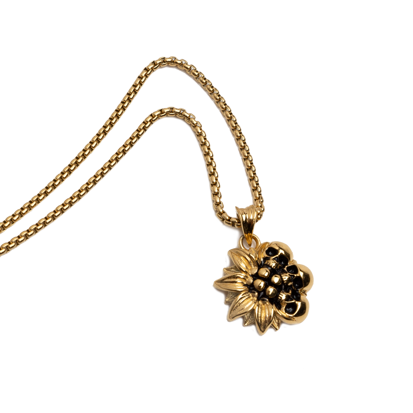 Sunflower Gold Skull Necklace -  - Necklaces