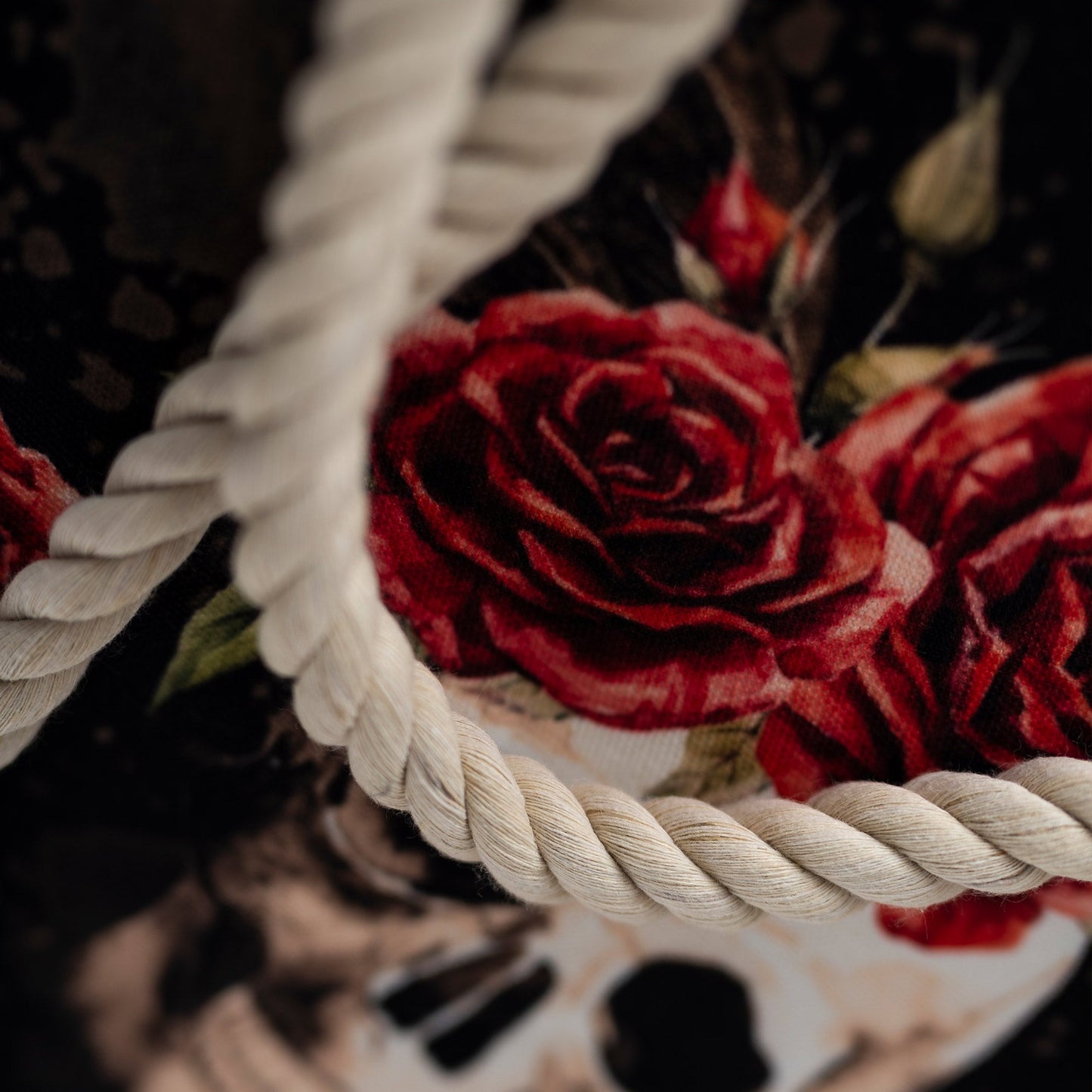 Vintage Flower Skull Shoulder Beach Bag -  - Tote Bags