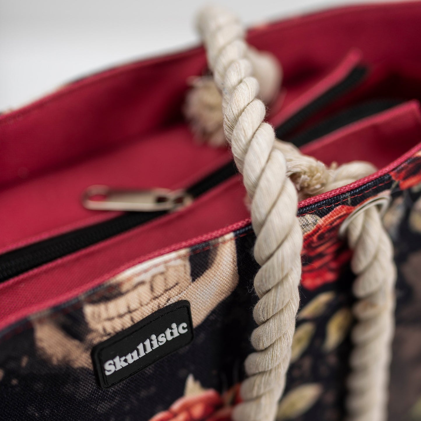 Vintage Flower Skull Shoulder Beach Bag -  - Tote Bags