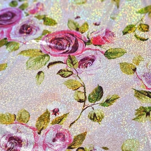 Pink Rose Mini Skirt | Bodycon High Waisted w/ Stretch S - Treasure The Funk - Mini Skirts