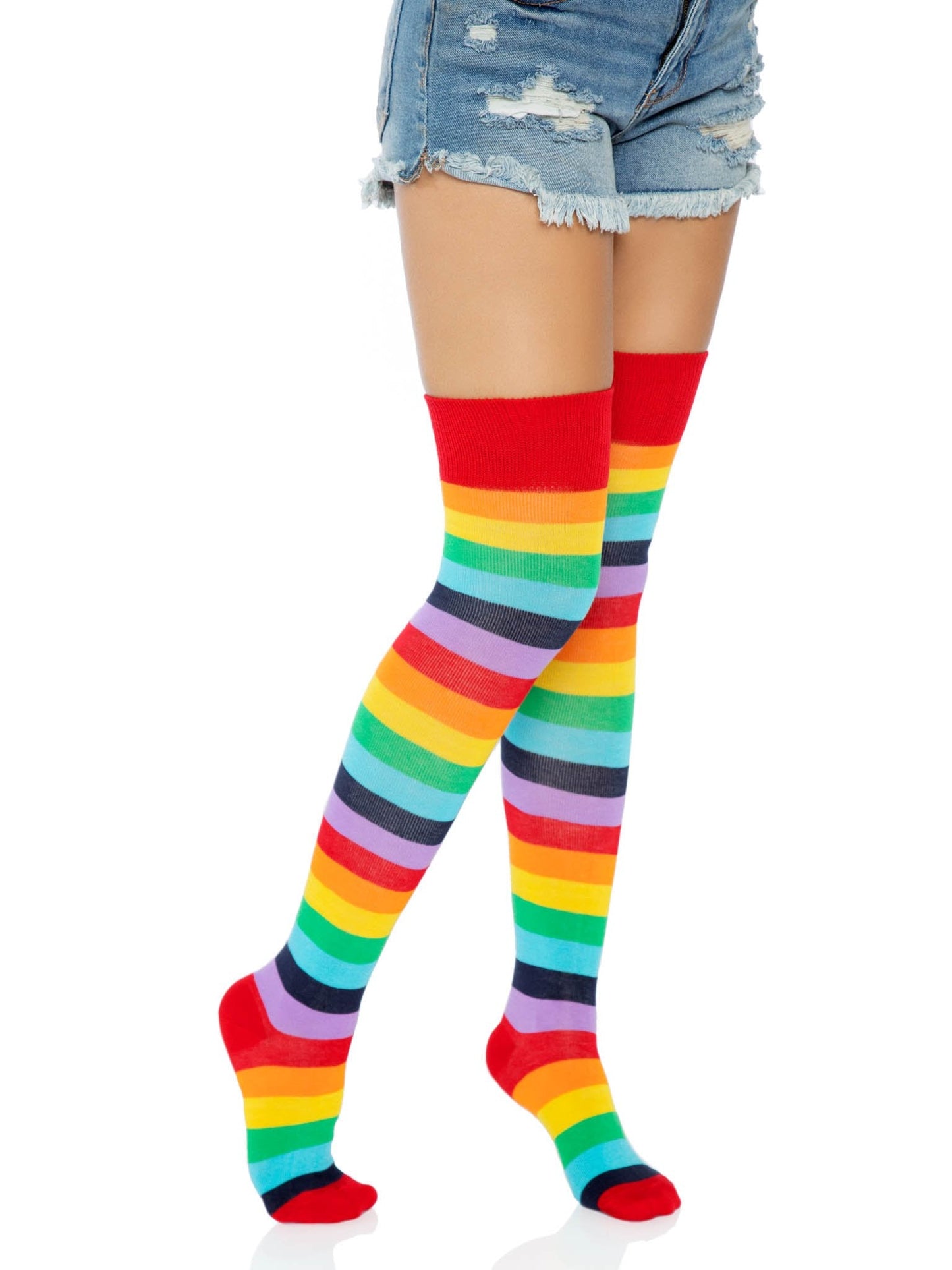 Cherry Rainbow Thigh High Socks -  - Hosiery