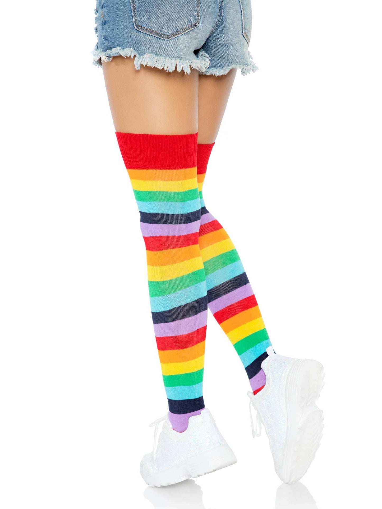 Cherry Rainbow Thigh High Socks -  - Hosiery
