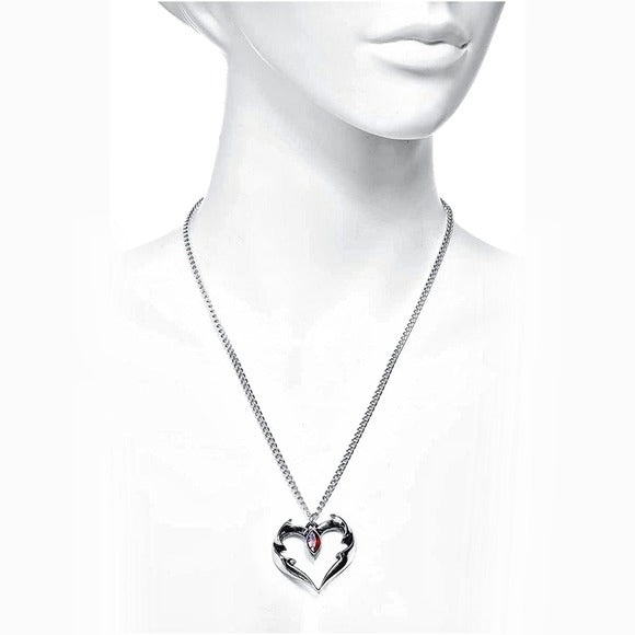 Batheart Pendant | Fine English Pewter Swarovski Crystal 21" - Alchemy Gothic - Necklaces