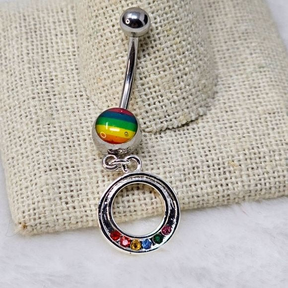 Body Jewelry |  Australian Crystal Pride LGBTQ Navel Ring - Painful Pleasures - Body Jewelry