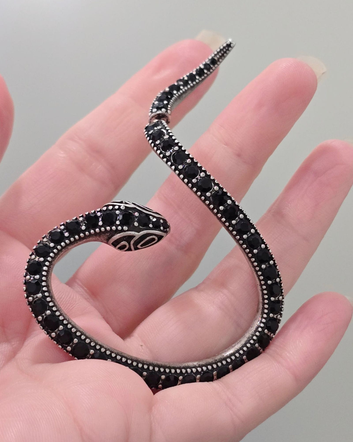 Killstar Temptation Snake Earring Black Crystal Darkened Silver Right Ear Cuff