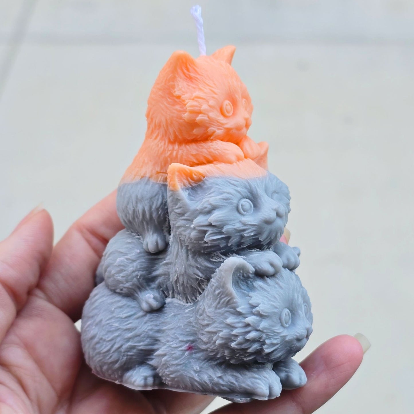 Handmade ✦ Soy Wax Candle ✦ Stacked Cat Trio Pumpkin Pie Cinnamon Scent