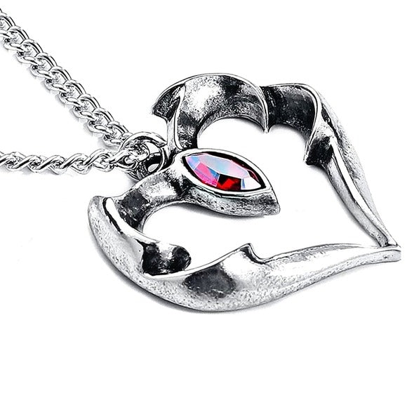 Batheart Pendant | Fine English Pewter Swarovski Crystal 21" - Alchemy Gothic - Necklaces