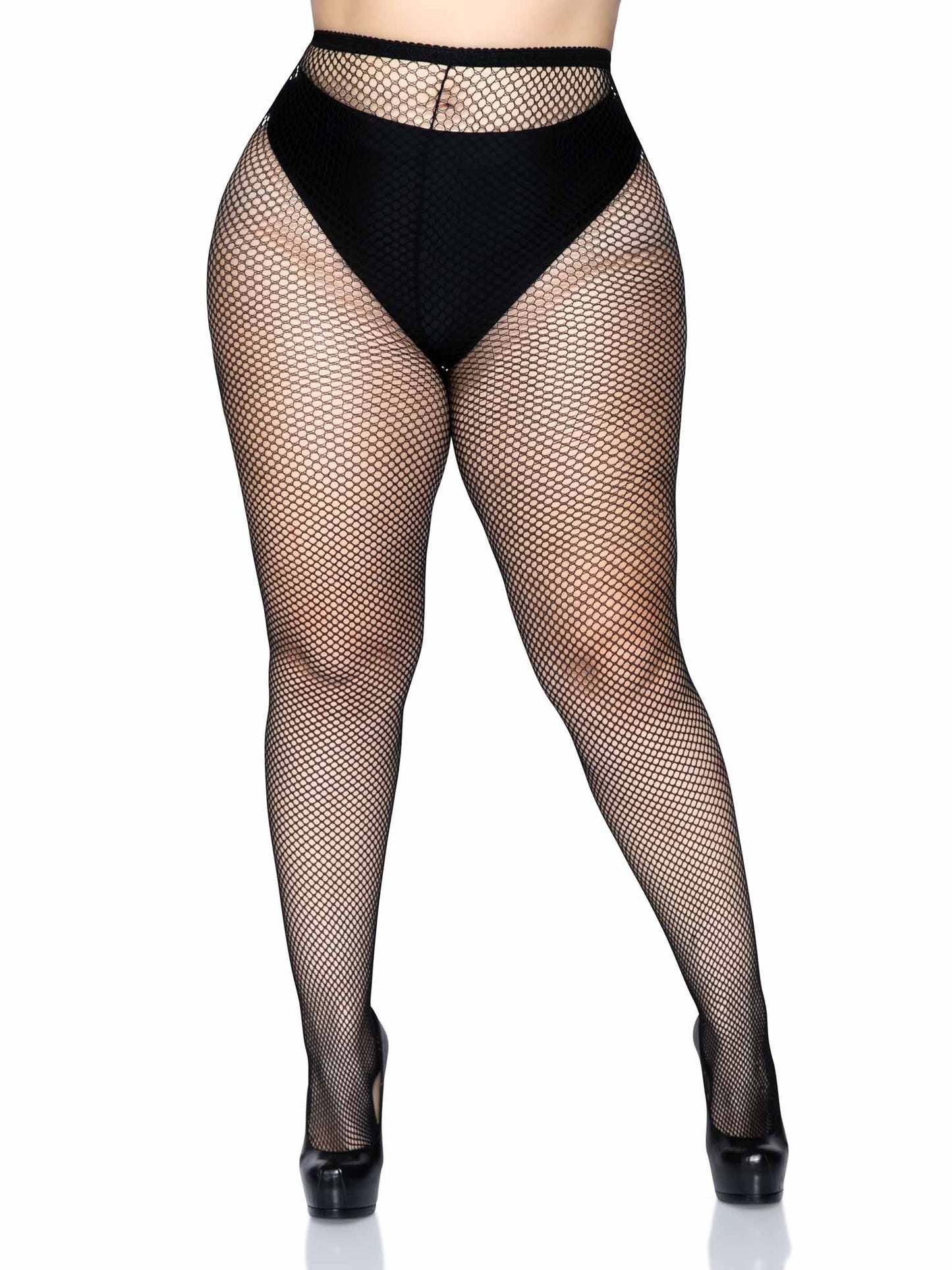 Risa Plus Nylon Fishnet Tights -  - Hosiery
