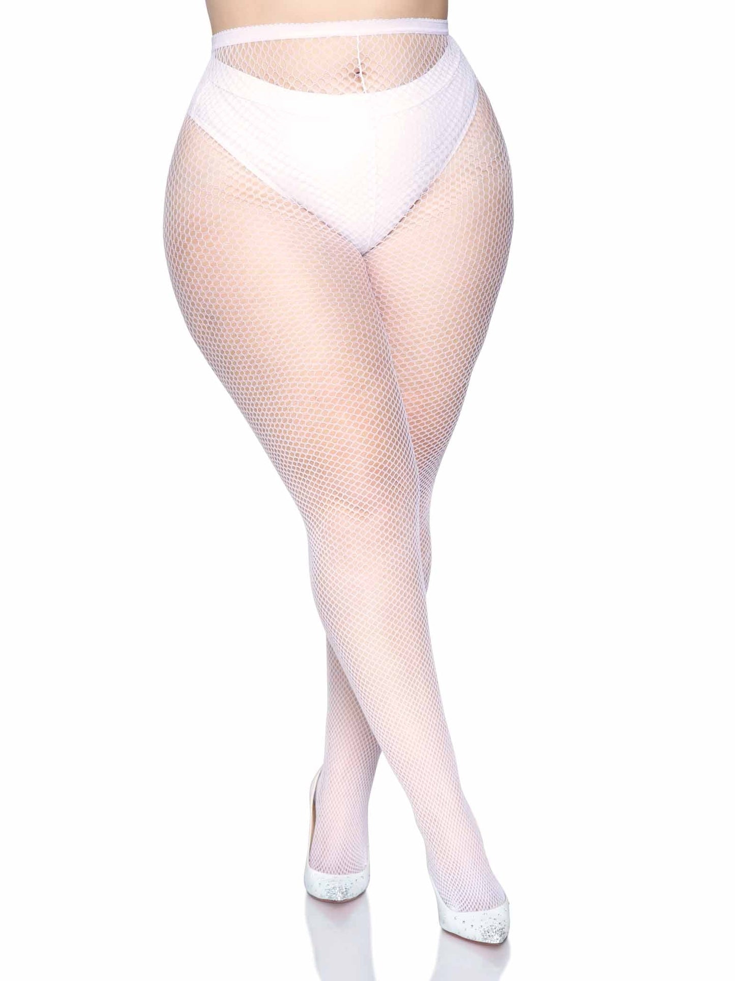 Risa Plus Nylon Fishnet Tights -  - Hosiery