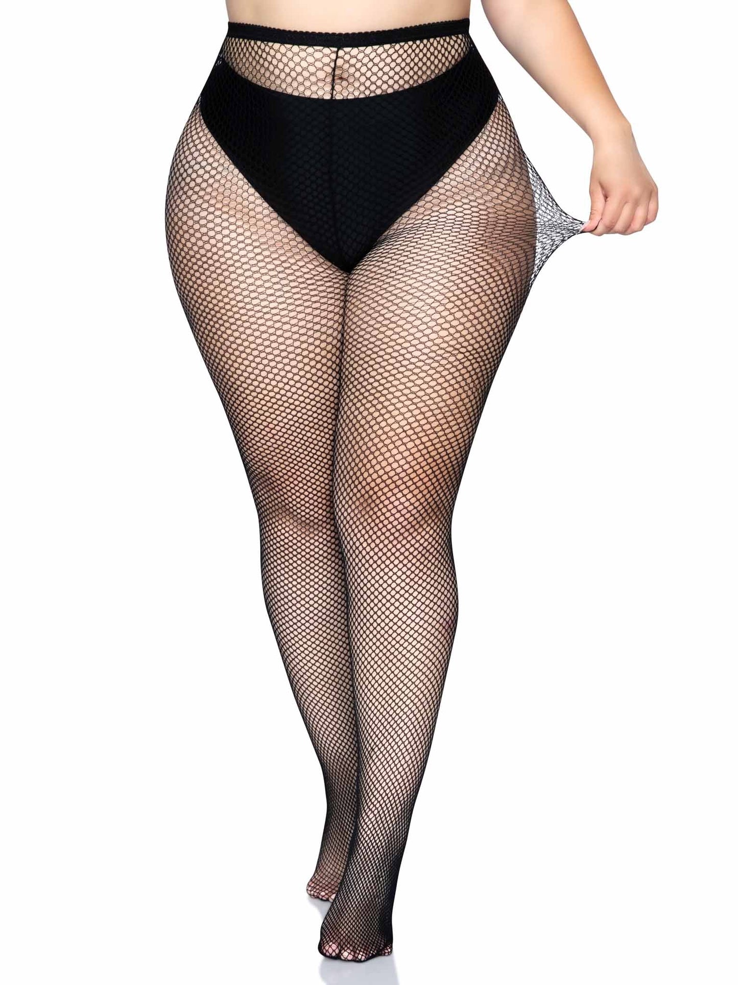Risa Plus Nylon Fishnet Tights -  - Hosiery
