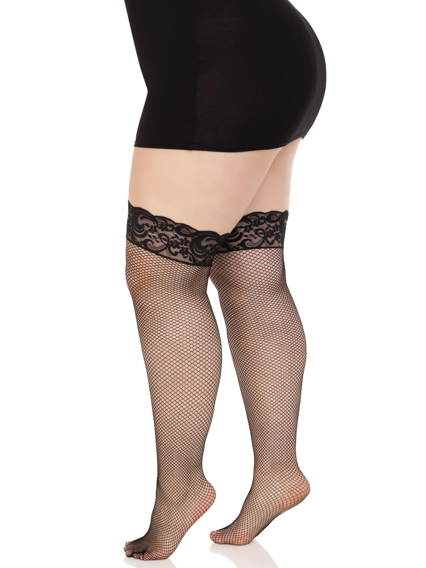Plus Size Fishnet Thigh High Stockings - Nicole - - Thigh High Stockings