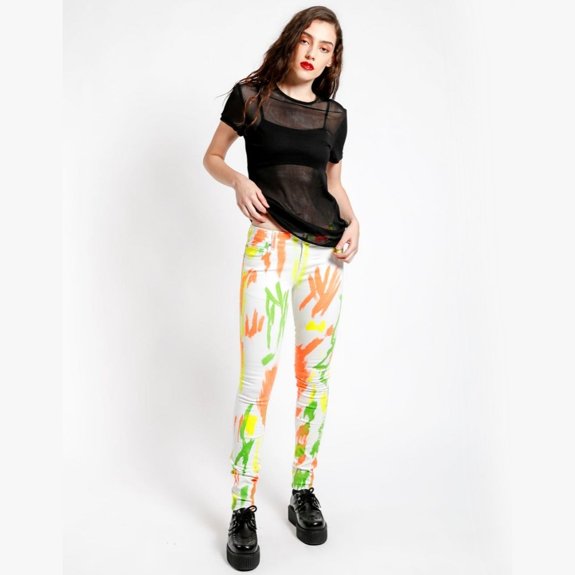 Skinny Fit Paint Splatter Jeans Zip Fly & Button Closure 28 - Tripp NYC - Jeans