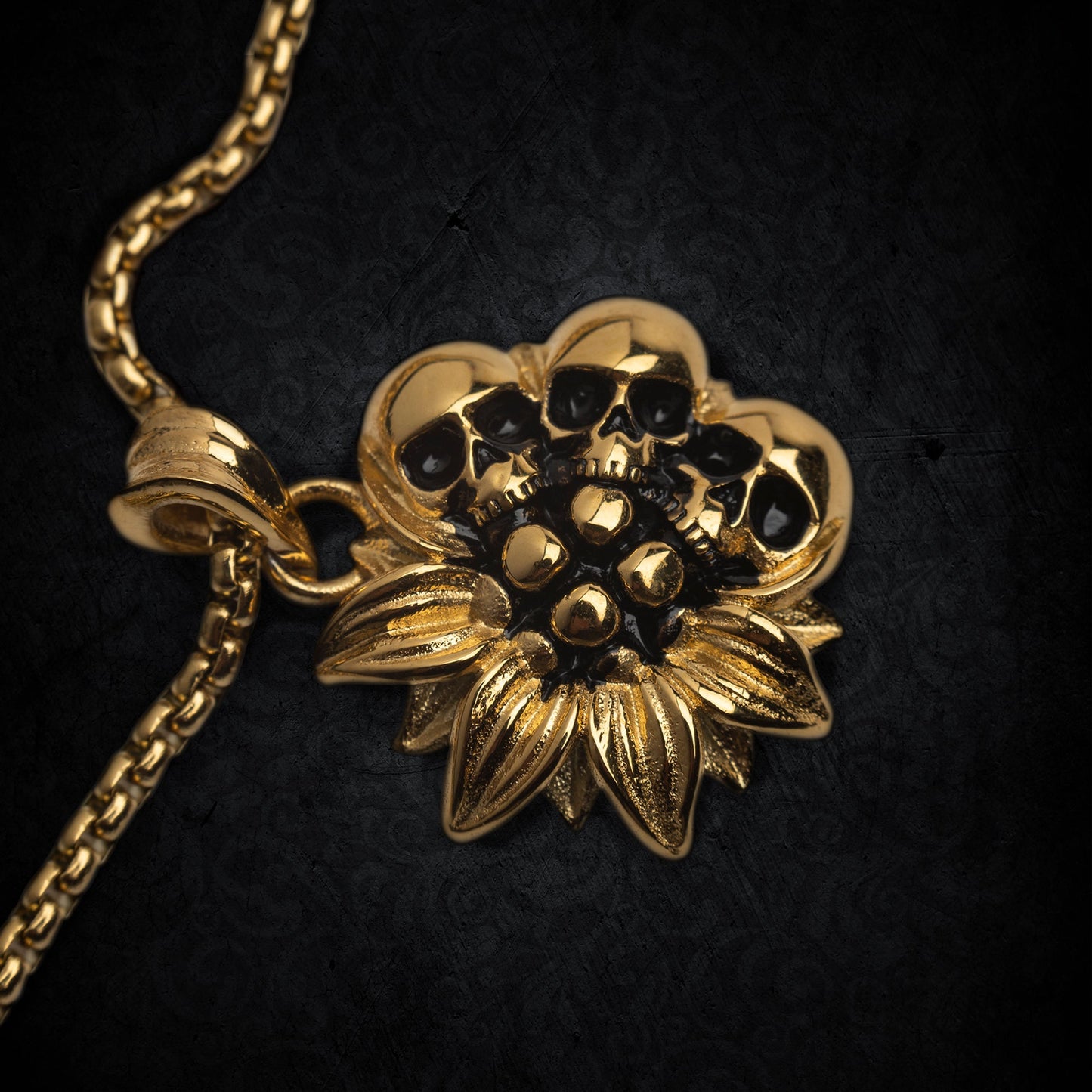 Sunflower Gold Skull Necklace -  - Necklaces