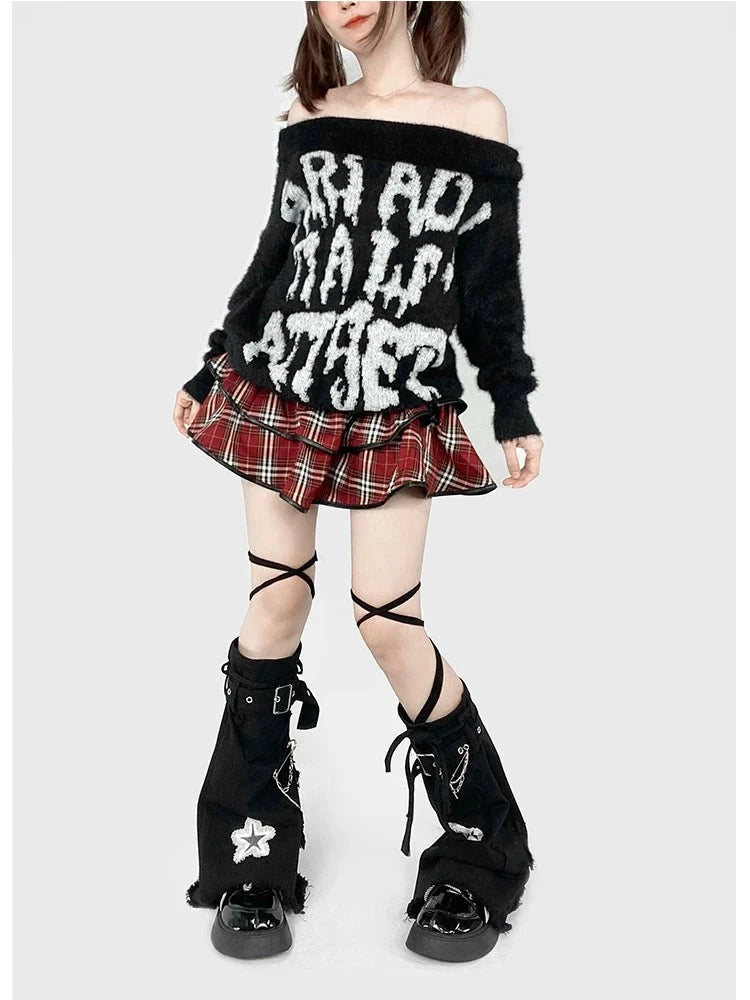 ‘Agitator’ Harajuku Punk Skirt – Red Checkerboard Mini with Buckle Detail for Kawaii Goth & Creepy Cute Style -  - Skirts