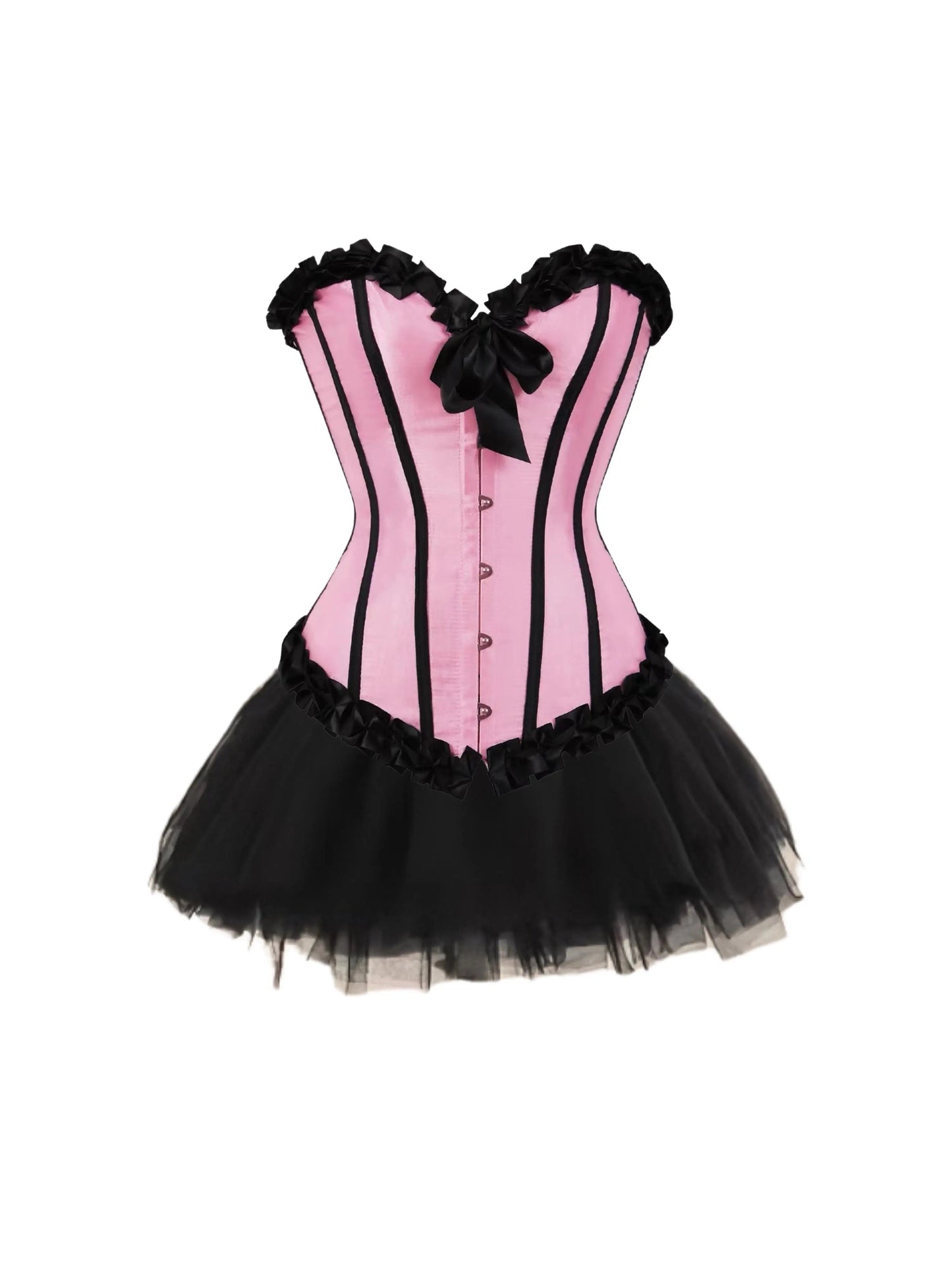 ‘American Sweetheart’ Pink Corset Dress – Coquette Balletcore Silk Dress with Gothic Flair -  - Corset Dress
