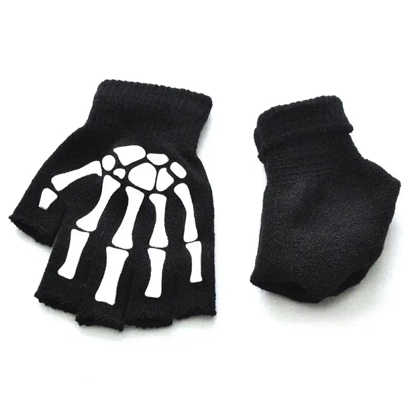 'Bare Hands' Dark Kawaii Goth Skull Skeleton Gloves - - Gloves