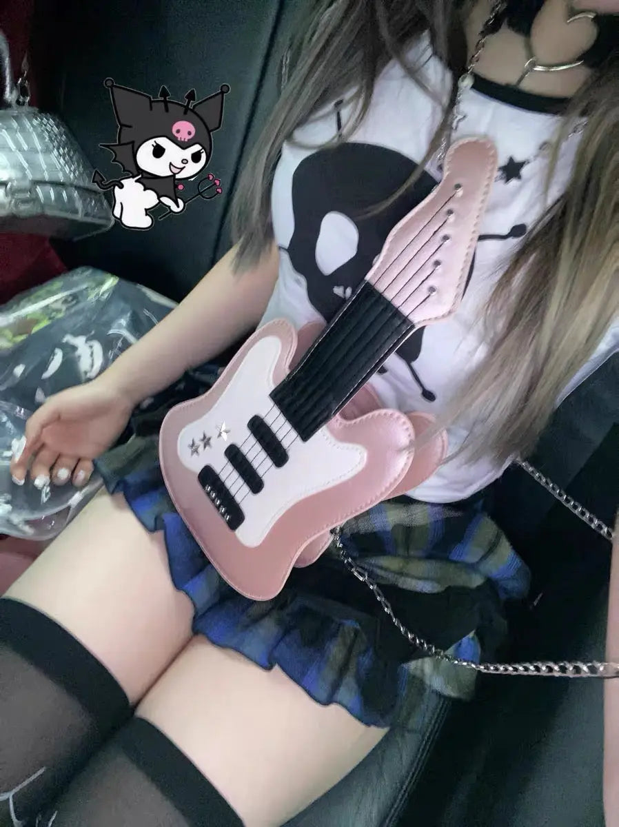 'Bass' Kawaii Y2k Guitar Shaped Bag -  - Crossbody Bag