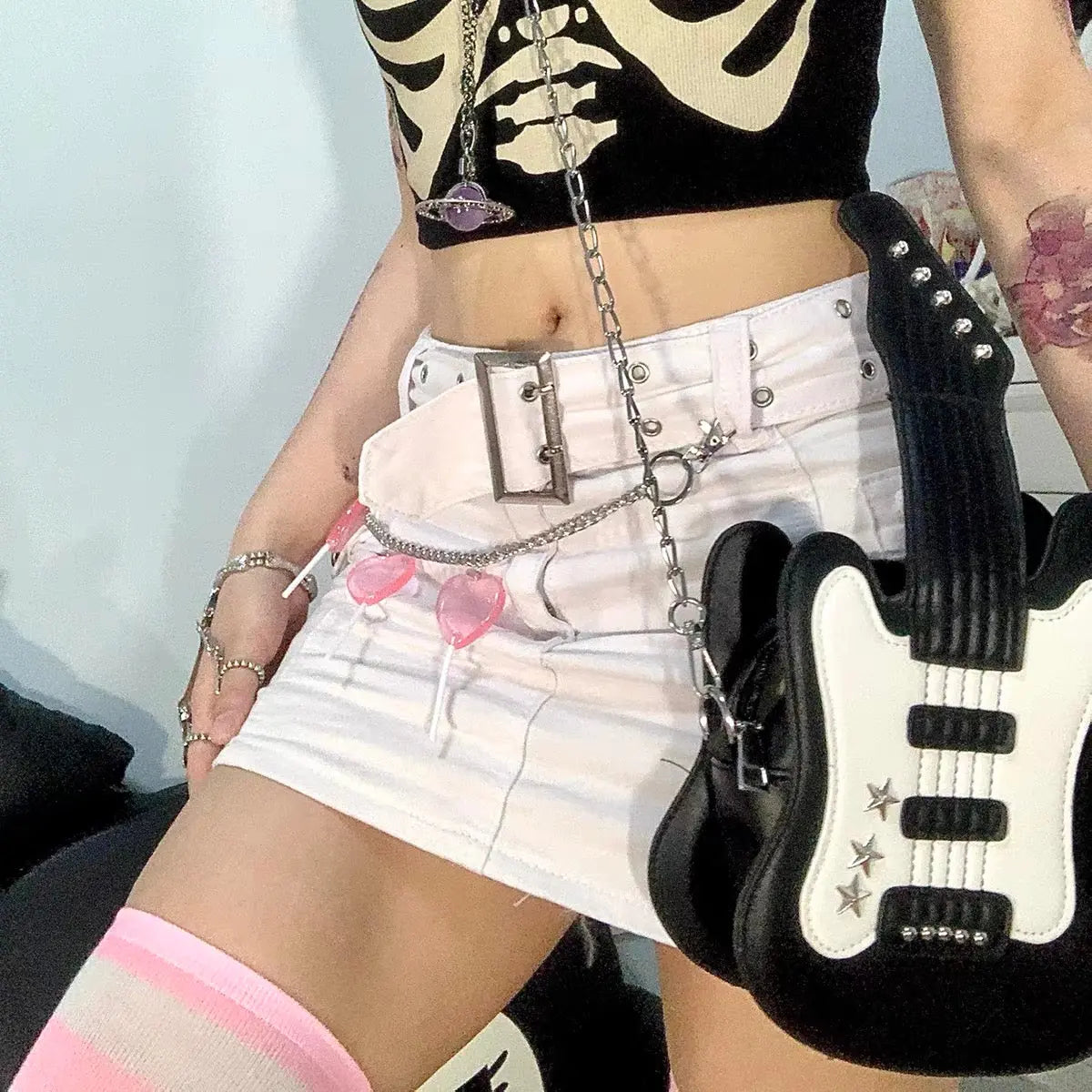 'Bass' Kawaii Y2k Guitar Shaped Bag -  - Crossbody Bag