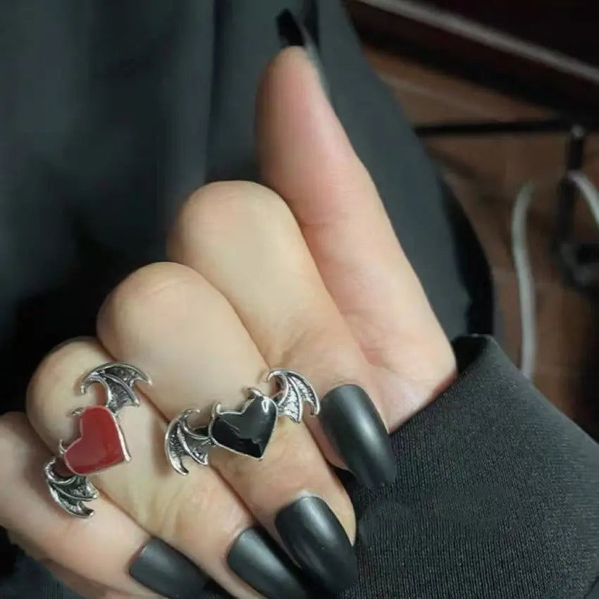 'Batsy' Bat Wings Shape Goth Rings -  - Rings