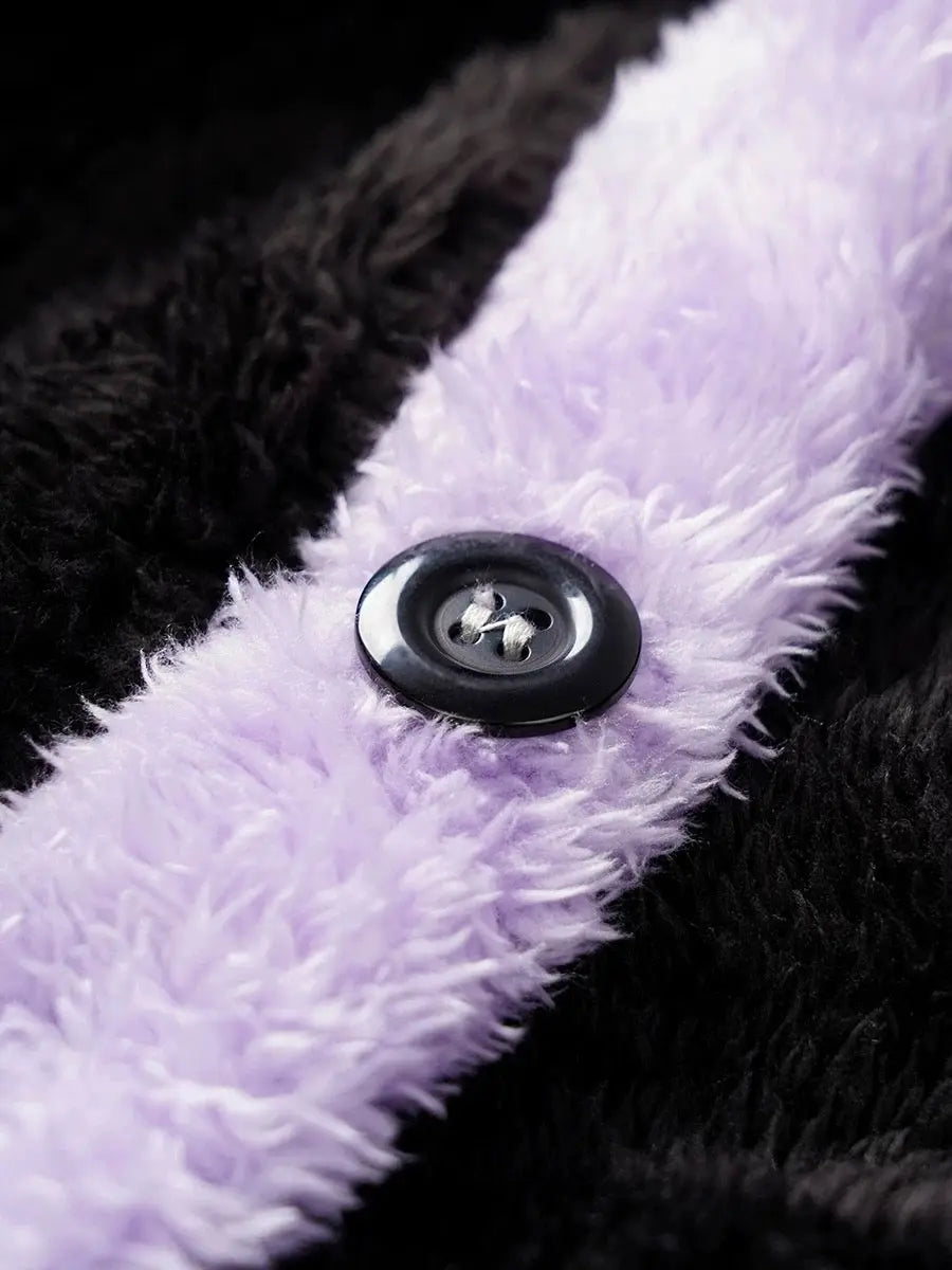 ‘Batsy’ Kawaii Fleece Pajama Robe – Warm Anime-Inspired Loungewear with Ghost Kitties & Pockets -  - Robes