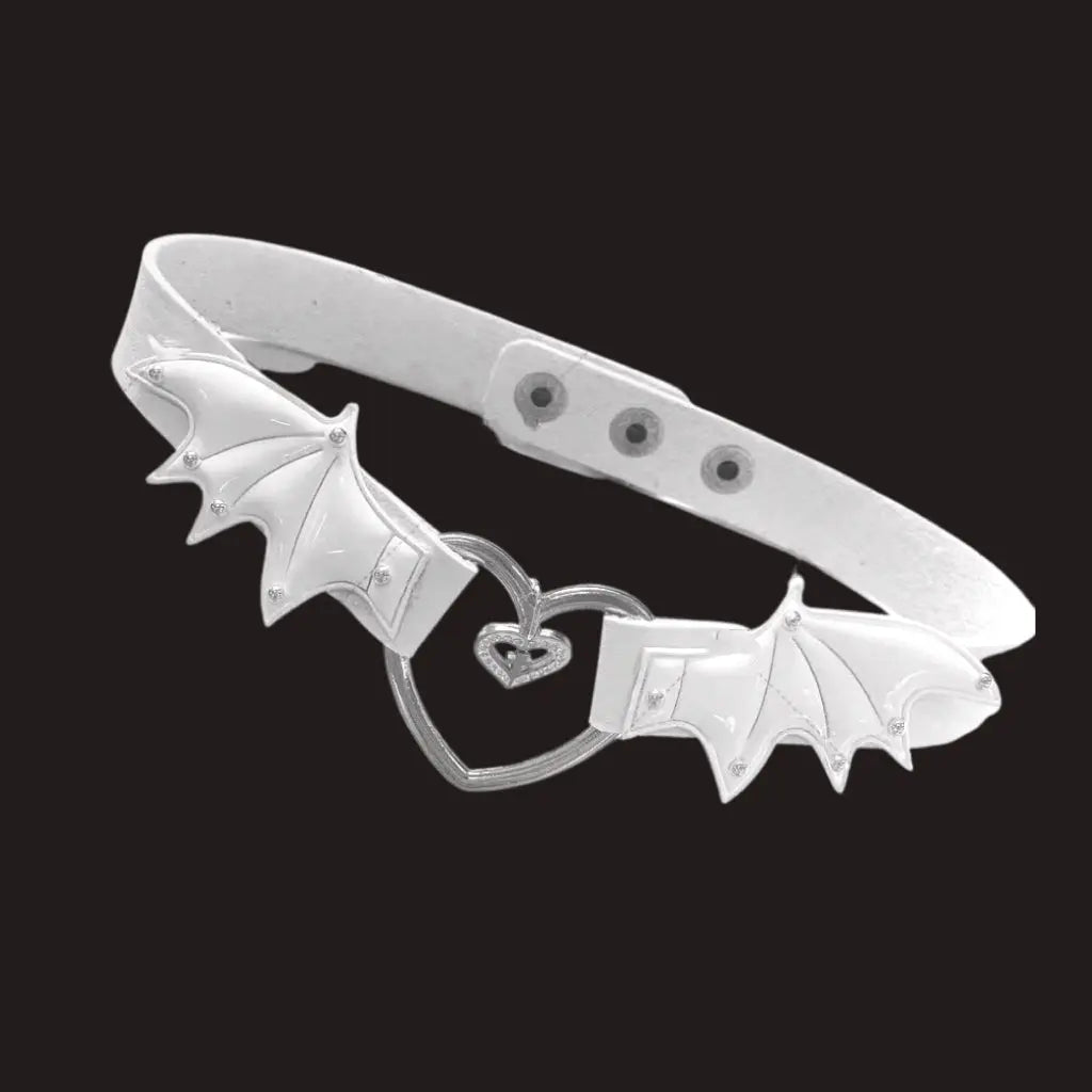 'Besties' Heart & Wings Faux Leather Choker -  - Chokers