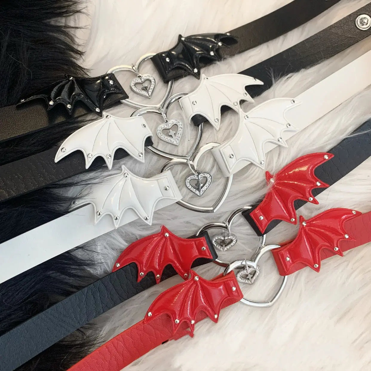 'Besties' Heart & Wings Faux Leather Choker -  - Chokers