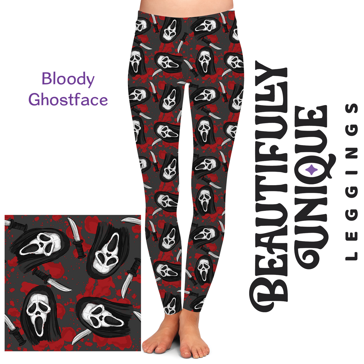 Bloody Ghostface (Semi-Exclusive) - High-quality Handcrafted Vibrant Leggings -  - Leggings