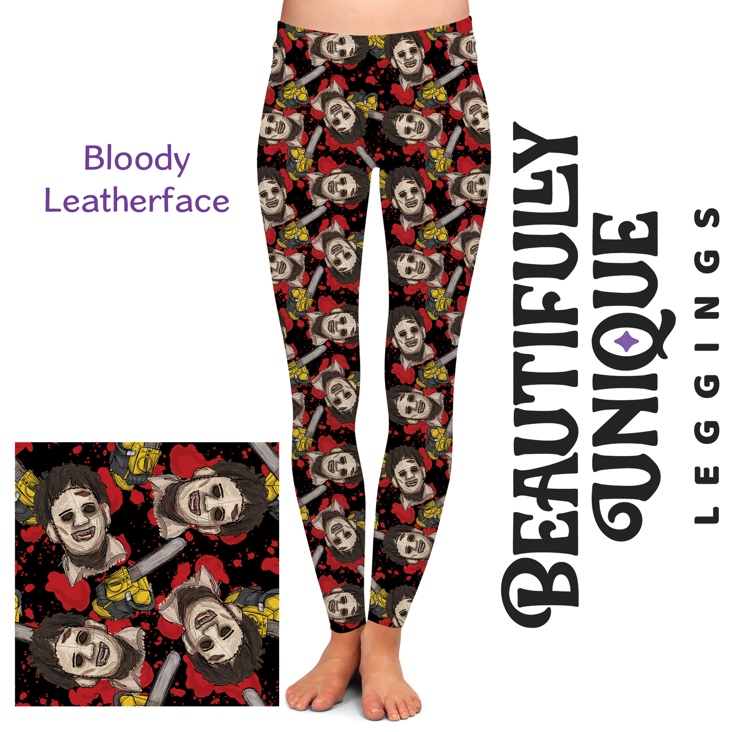 Bloody Leatherface (Semi-Exclusive) - High-quality Handcrafted Vibrant Leggings -  - Leggings