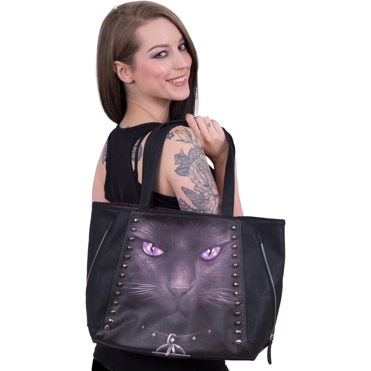 BLACK CAT - Tote Bag - PU Leather Studded -  - Bags
