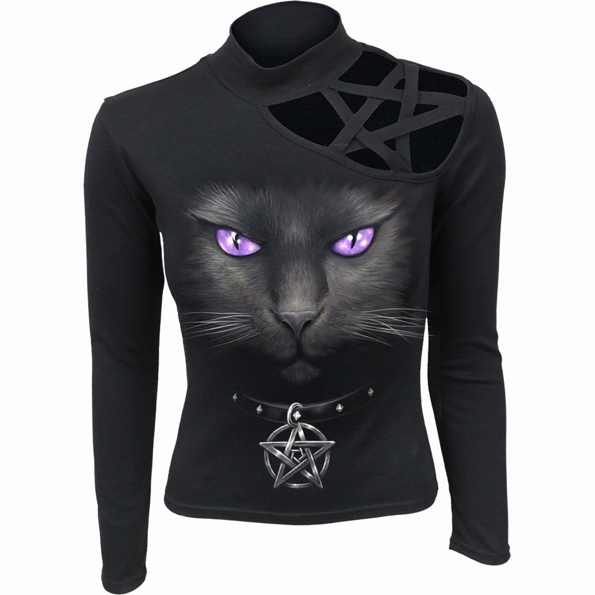 BLACK CAT - Pentagram Shoulder Longsleeve Top -  - Tops - Long Sleeve