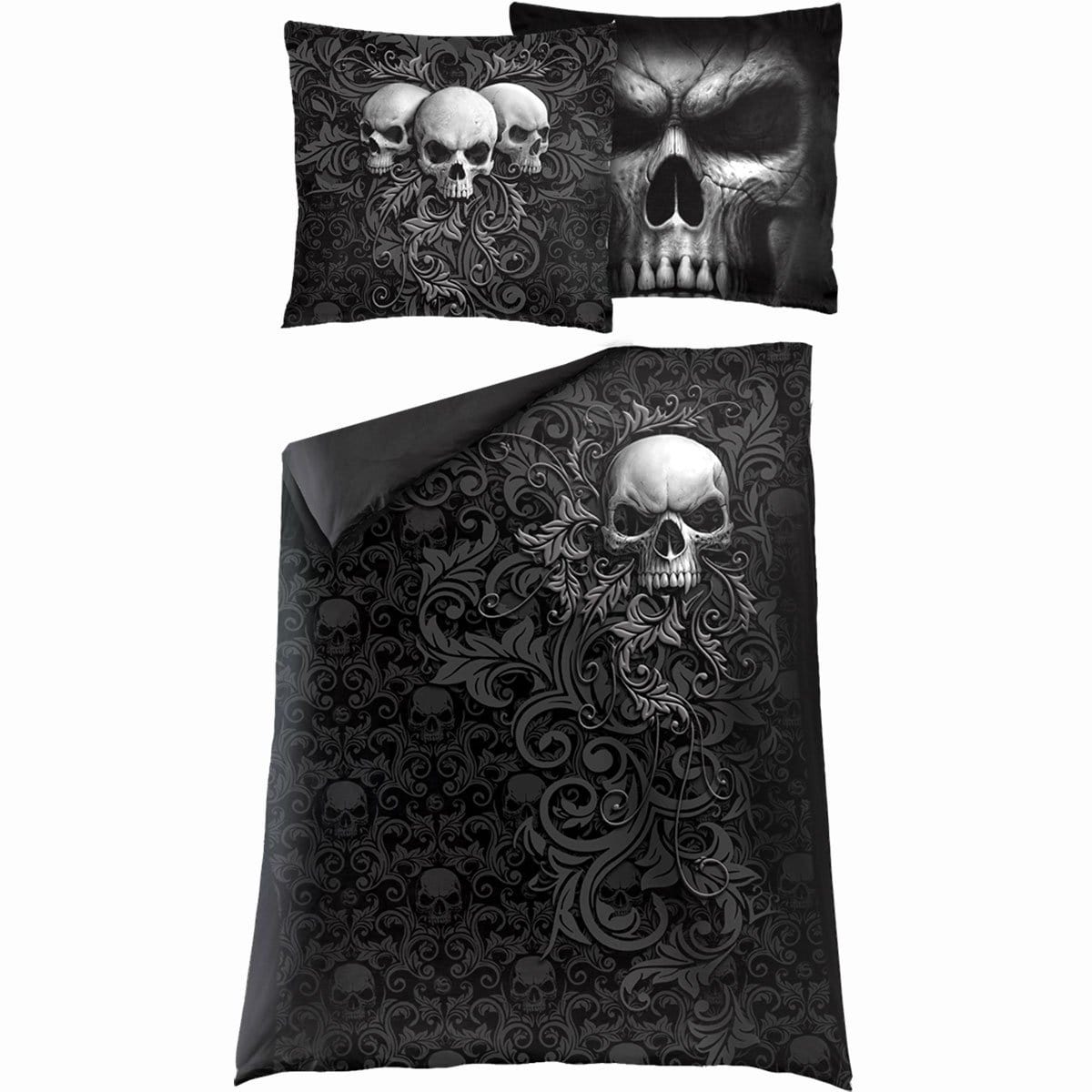 SKULL SCROLL - Single Duvet Cover + UK And EU Pillow case -  - Bedding & Linen