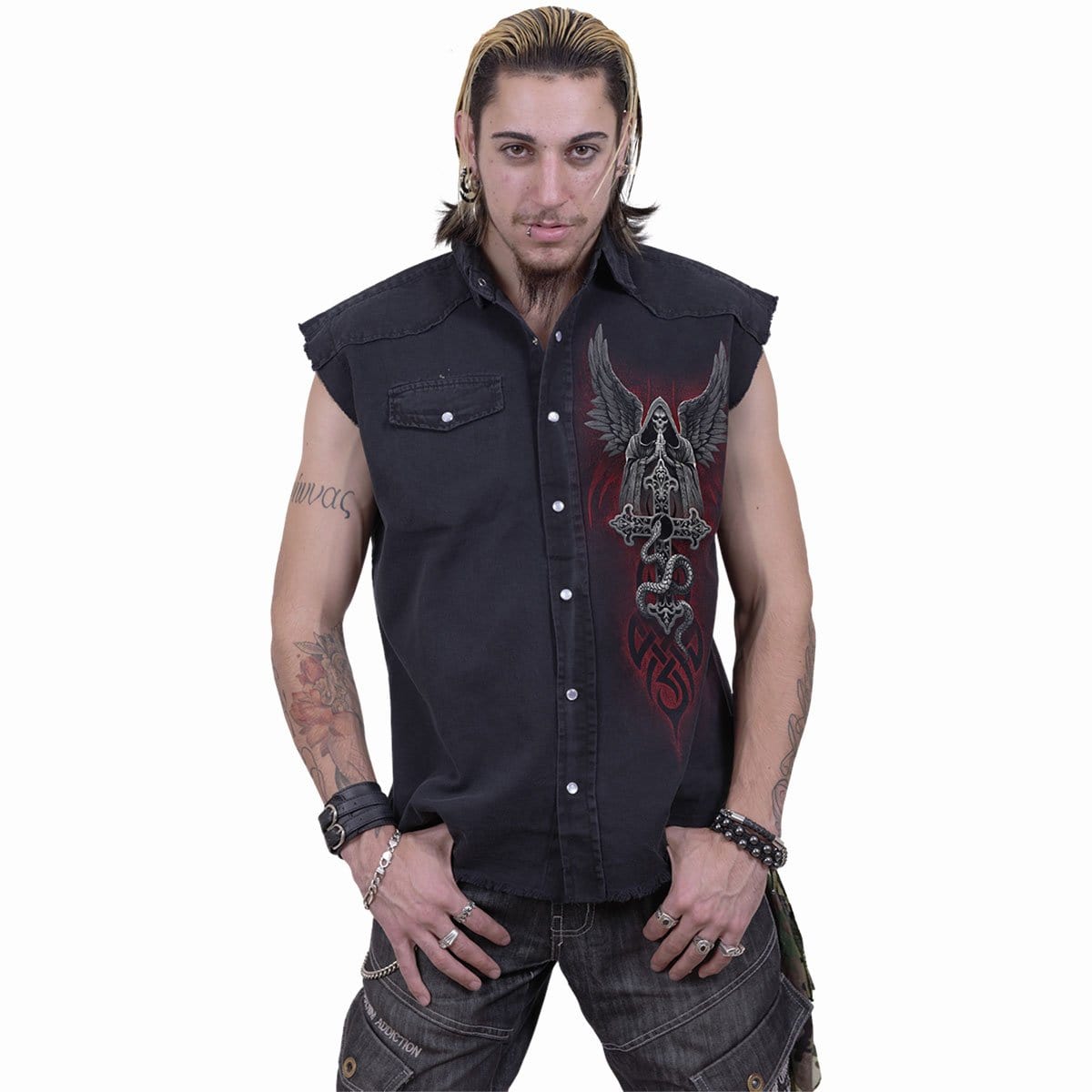 THE DEAD - Sleeveless Stone Washed Worker Black - - Workshirts