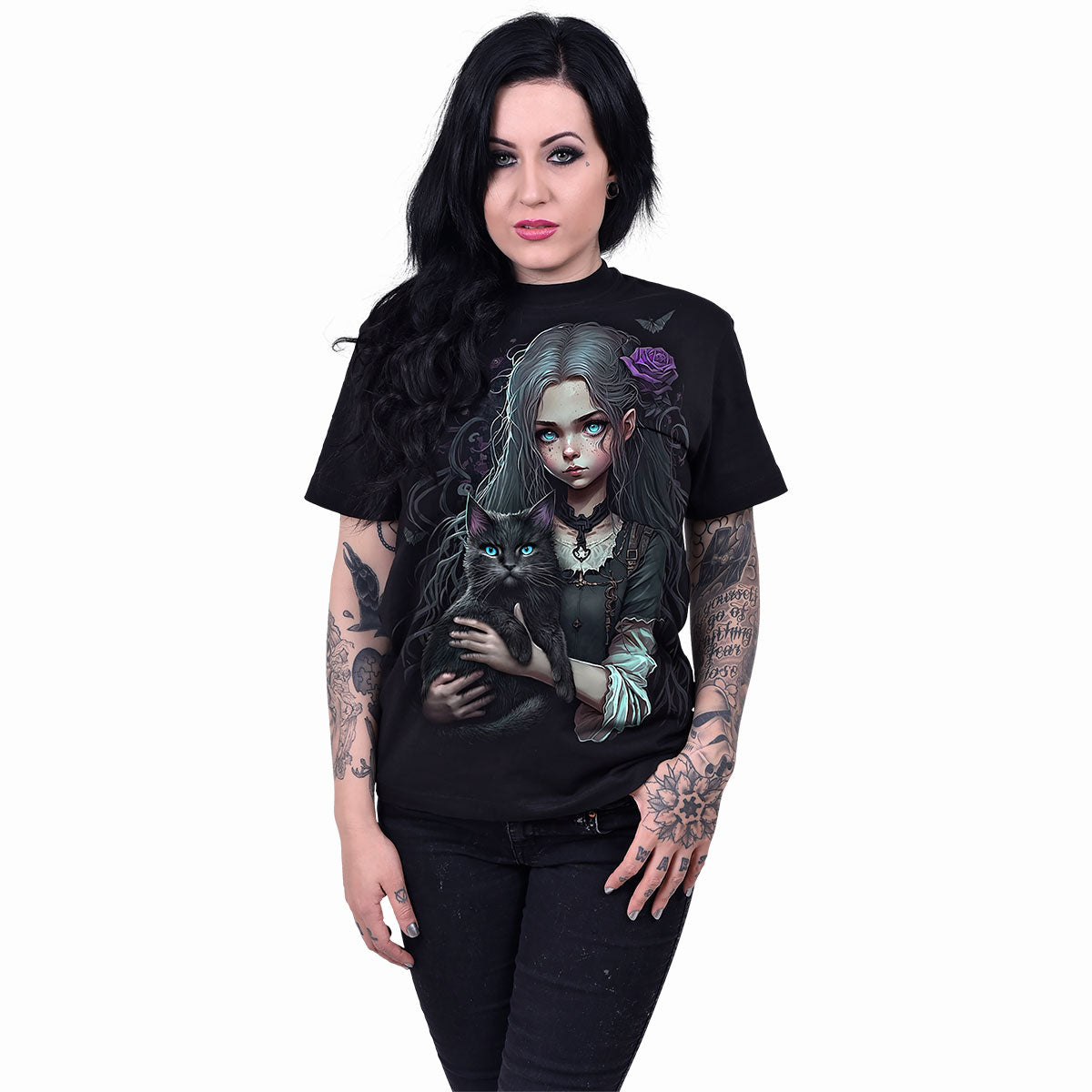 GOTH FAMILIAR - Front Print T-Shirt Black - - T-Shirts