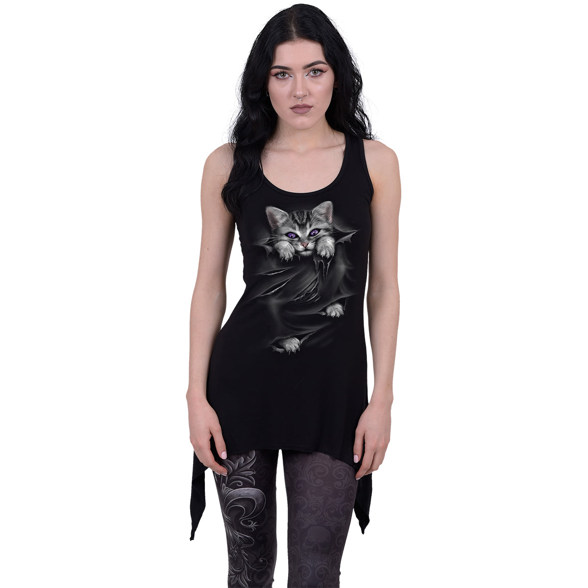 BRIGHT EYES - Goth Bottom Camisole Dress Black -  - Dresses