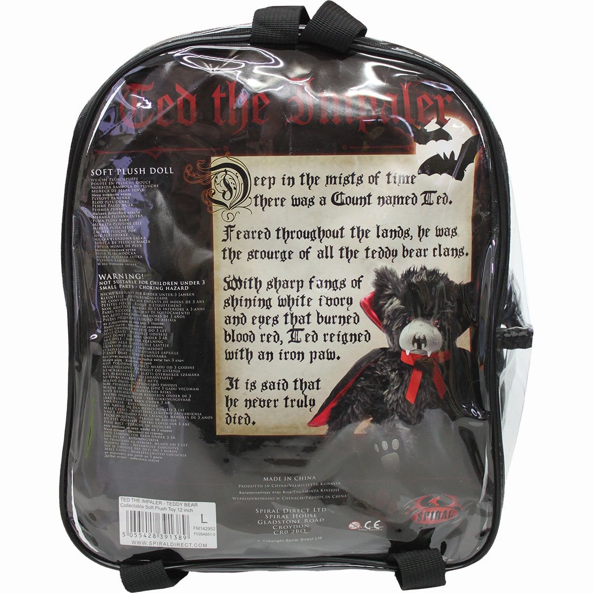 TED THE IMPALER - TEDDY BEAR - Collectable Soft Plush Toy 12 inch - - Toys