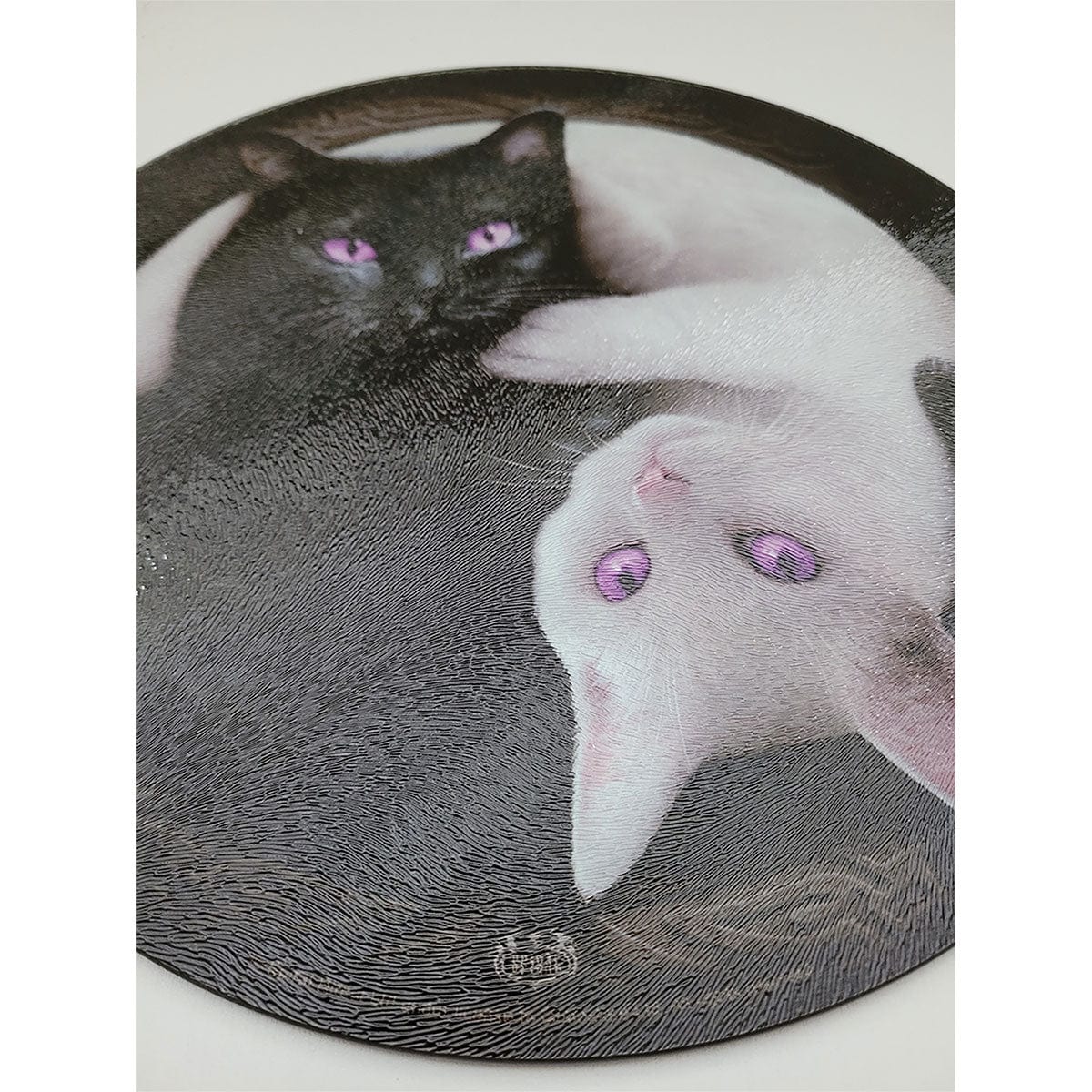 YIN YANG CATS - Glass Chopping Board (Circular) - - Kitchenware