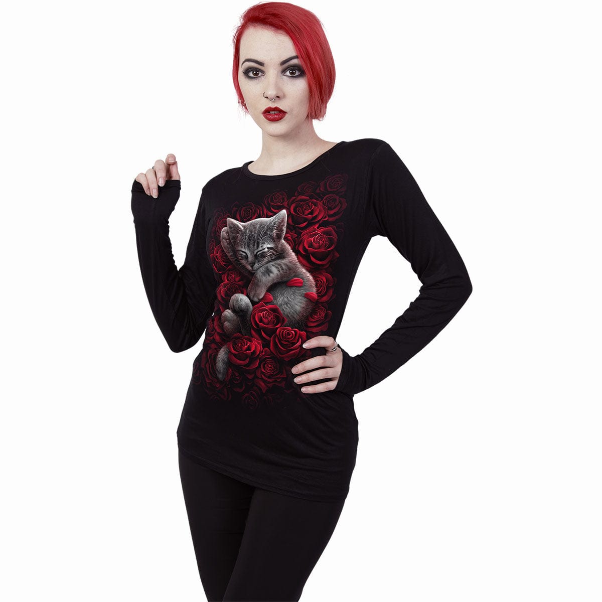 BED OF ROSES - Baggy Top Black -  - Tops - Long Sleeve