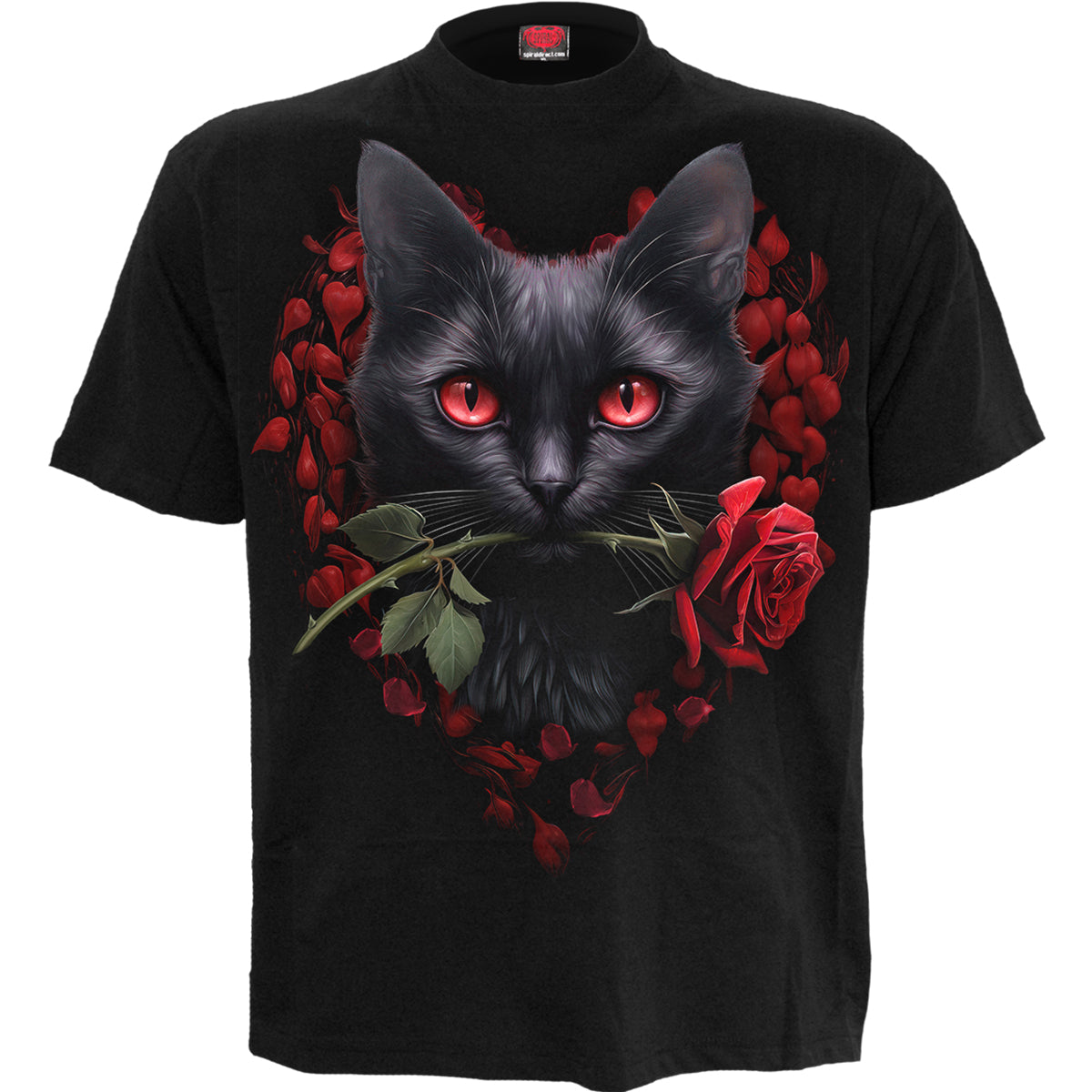 CAT'S LOVE - Front Print T-Shirt Black -  - T-Shirts