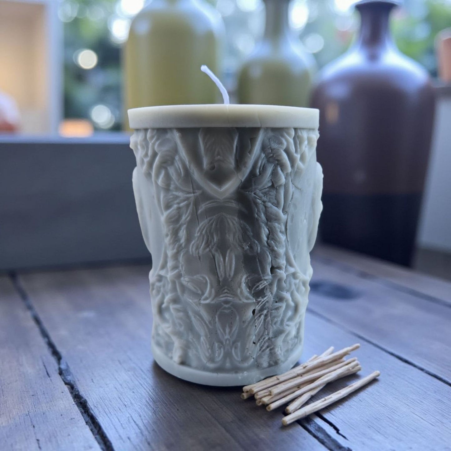 Handmade ✦ Raven Pillar Candle ✦ Cinnamon Coconut Cream Pie Soy Wax Gothic Decor